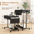 Small Portable Black Rolling Standing Desk with Wheels 80 x 48cm