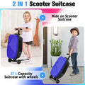 Kids 2-in-1 Foldable Scooter Suitcase Ride-On Luggage in Deep Blue, 37L Capacity