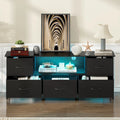 140cm Black LED TV Cabinet Entertainment Unit with Power Outlets
