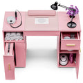 Pink Manicure Table with Electric Dust Collector and Storage, 108x45x77cm