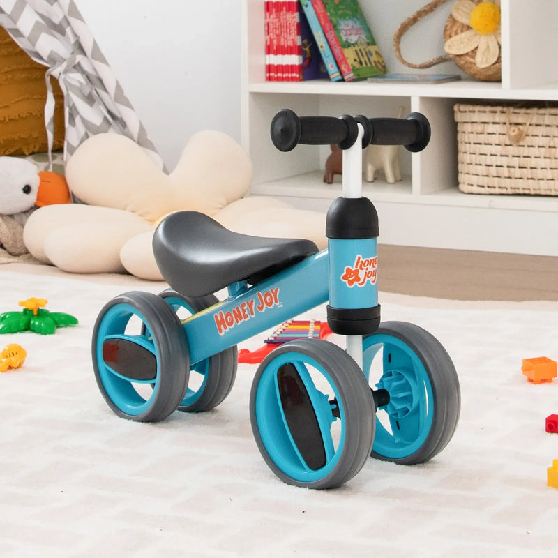 Baby Balance Bike for Toddlers 1-2 Years, Blue, 47x20x37.5cm, 4 Wheels