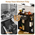 Kitchen Island Cart on Wheels with Charging Station, Black, 83x38x82cm