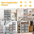 12-Piece Stackable Shoe Storage Box Organiser in Transparent and Black, 36x25x19cm