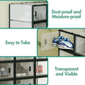 12-Piece Stackable Shoe Storage Box Organiser in Transparent and Black, 36x25x19cm