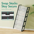 12-Piece Stackable Shoe Storage Box Organiser in Transparent and Black, 36x25x19cm