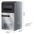 Portable Commercial Ice Maker Machine, Stainless Steel, 45KG/24HR, Silver