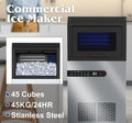 Portable Commercial Ice Maker Machine, Stainless Steel, 45KG/24HR, Silver
