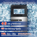Portable Commercial Ice Maker Machine, Stainless Steel, 45KG/24HR, Silver