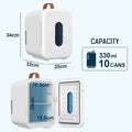 10L Mini Fridge Portable Cooler and Warmer in White for Home, Car, and Camping