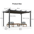 2.7 x 4 M Grey Outdoor Retractable Pergola for Patio