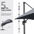 2.5x2.5m Grey Patio Cantilever Outdoor Umbrella with 360-Degree Rotation