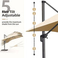 2.5x2.5m Beige Cantilever Outdoor Umbrella with 360-Degree Rotation