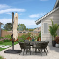 2.5x2.5m Beige Cantilever Outdoor Umbrella with 360-Degree Rotation