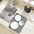 Silicone Sink Drying Mat Grey 40x33cm Heat Resistant Non-Slip Dish Drainer