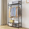 Heavy Duty Black Garment Rack with 3 Tiers, Adjustable Shelving, and Hanging Rod - 79x36x161cm