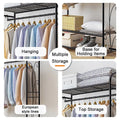 Heavy Duty Black Garment Rack with 3 Tiers, Adjustable Shelving, and Hanging Rod - 79x36x161cm