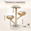 Extra Large Black Cat Tree Tower with Real Wood and Wicker Basket, 60x111cm
