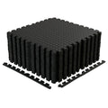 Black Interlocking Heavy Duty EVA Foam Gym Flooring Mats - 60x60cm - 12 Tiles