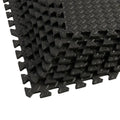 Black Interlocking Heavy Duty EVA Foam Gym Flooring Mats - 60x60cm - 12 Tiles