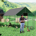 Heavy Duty Black Metal Walk-In Chicken Run Cage Coop with Cover, 276x602x300cm