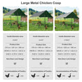 Heavy Duty Black Metal Walk-In Chicken Run Cage Coop with Cover, 276x602x300cm