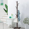 Brown Solid Wood Coat Rack Stand for Entryway - Sturdy Hat and Clothes Hanger