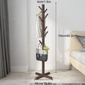 Brown Solid Wood Coat Rack Stand for Entryway - Sturdy Hat and Clothes Hanger