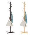Brown Solid Wood Coat Rack Stand for Entryway - Sturdy Hat and Clothes Hanger