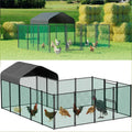 Chicken Run Coop 304.8 x 396.24 cm Covered Poultry Rabbit Hen Cage with Feeding Door