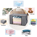 Large Grey Quilt Storage Bags 60x40x35cm - 2-Pack Non-Woven Fabric Organiser with Zipper