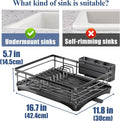 Large Dish Drying Rack with Drainboard Black