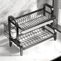 Compact 2-Tier Dish Drying Rack with Drainboard