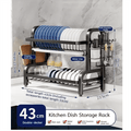 Compact 2-Tier Dish Drying Rack with Drainboard