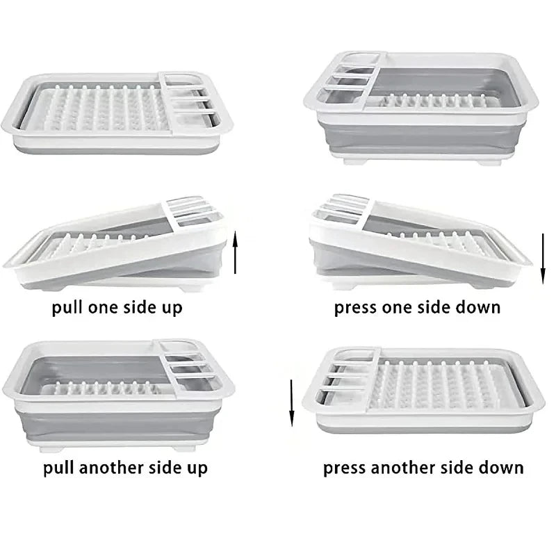 Foldable Kitchen Dish Rack Storage Tray