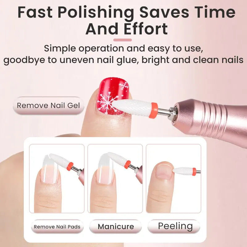 35000RPM Cordless Nail Drill Kit LED Pink