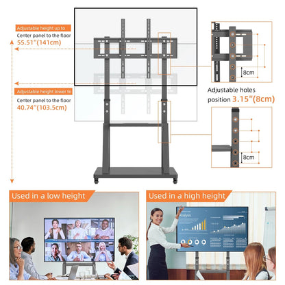 Adjustable Heavy Duty Mobile TV Cart Stand