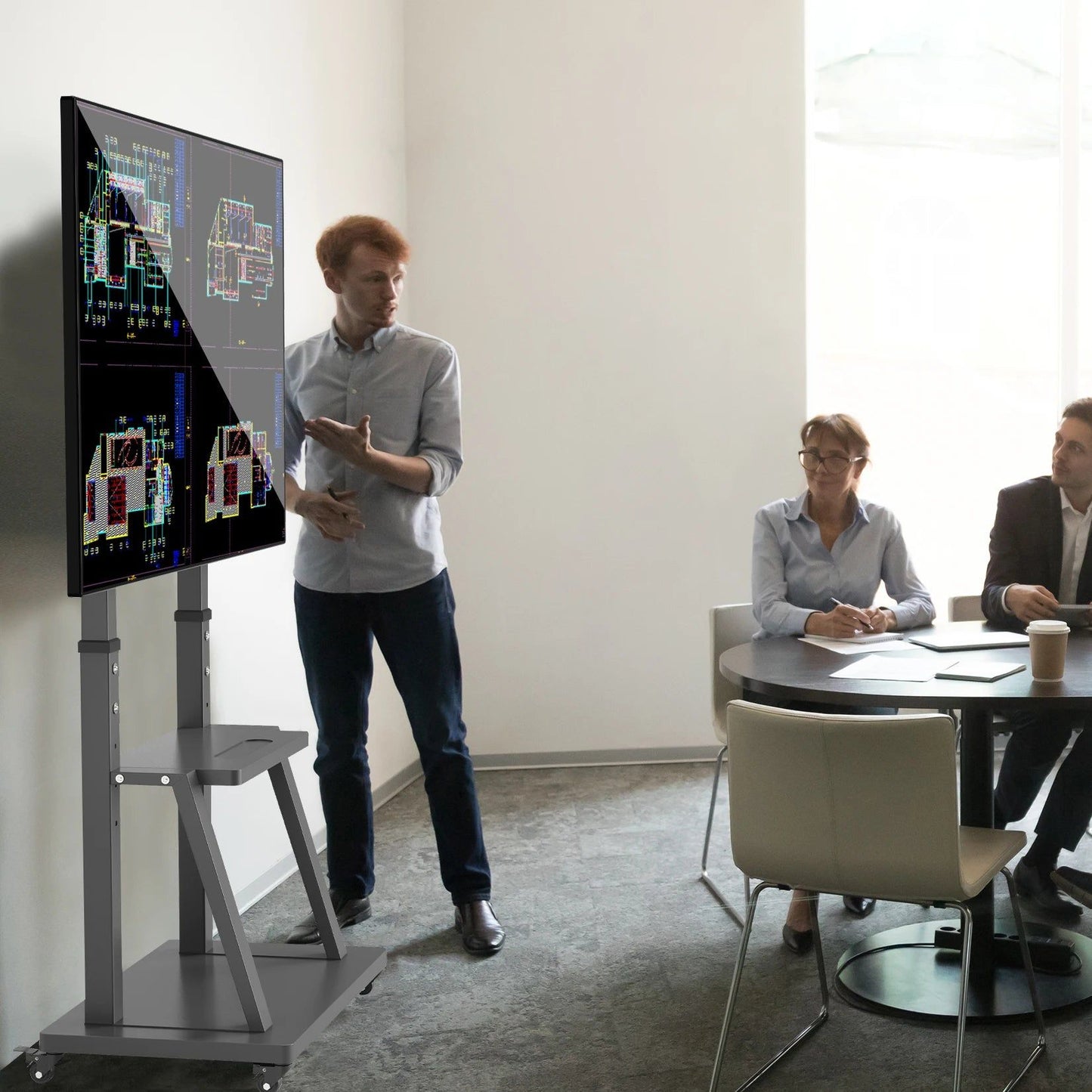 Adjustable Heavy Duty Mobile TV Cart Stand