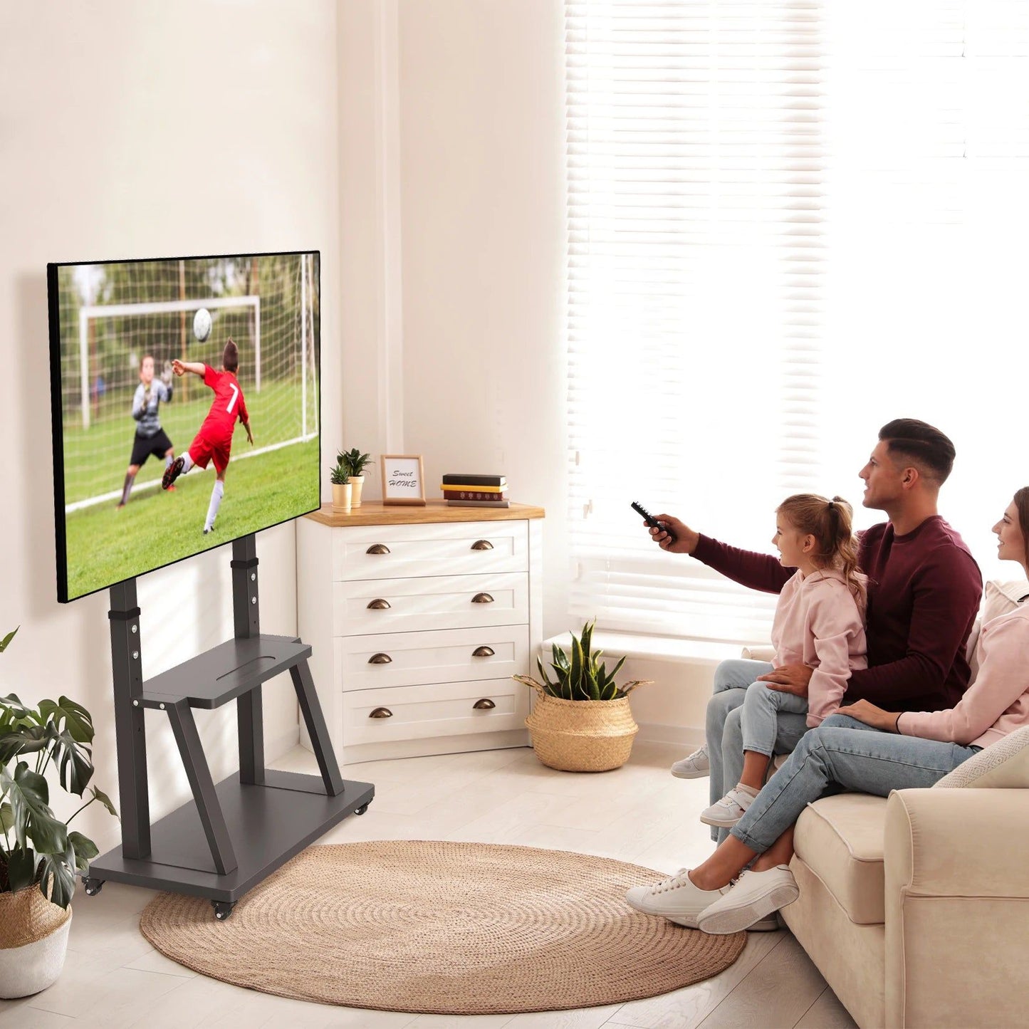 Adjustable Heavy Duty Mobile TV Cart Stand