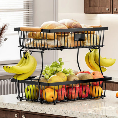 2-Tier Metal Fruit Vegetable Storage Basket
