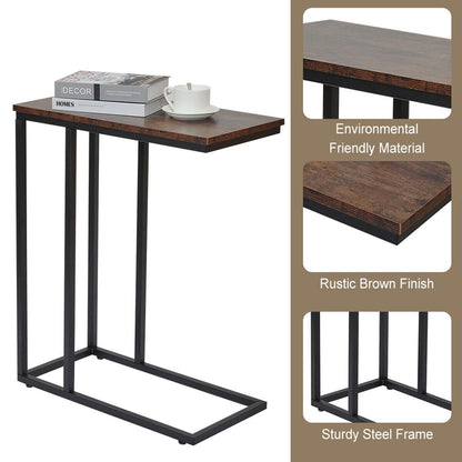 C-Shaped Sofa Side End Table Metal Frame Laptop Tray - All Family
