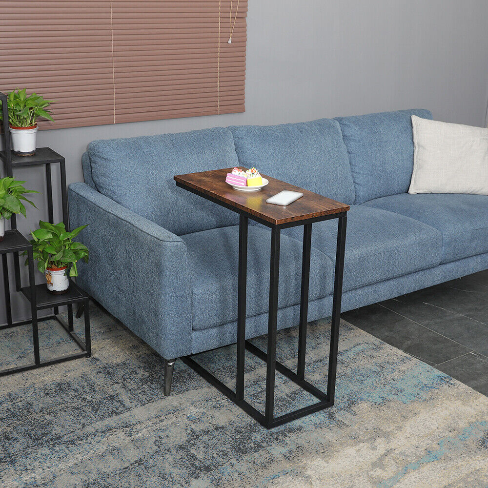 C-Shaped Sofa Side End Table Metal Frame Laptop Tray - All Family