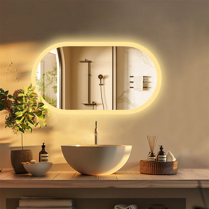 800x500mm LED Bathroom Mirror Oval Anti-Fog Dimmable Wall Mount