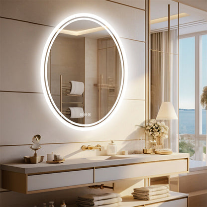 500x700mm LED Bathroom Mirror Oval Dimmable Anti-Fog