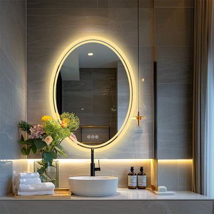 500x700mm LED Bathroom Mirror Oval Dimmable Anti-Fog