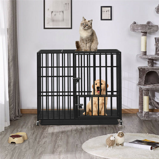 42 XL Heavy Duty Dog Cage Playpen Kennel w/ Wheels