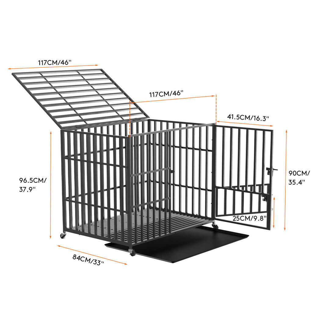 46 XXL Heavy Duty Dog Cage Jumbo Large Pet Kennel on Wheels