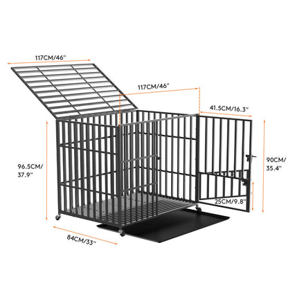 46 XXL Heavy Duty Dog Cage Jumbo Large Pet Kennel on Wheels