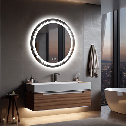 60cm LED Bathroom Mirror Anti-fog Circle Backlit HD