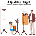 Birch Wood Coat Rack Stand Adjustable Hall Tree Entryway