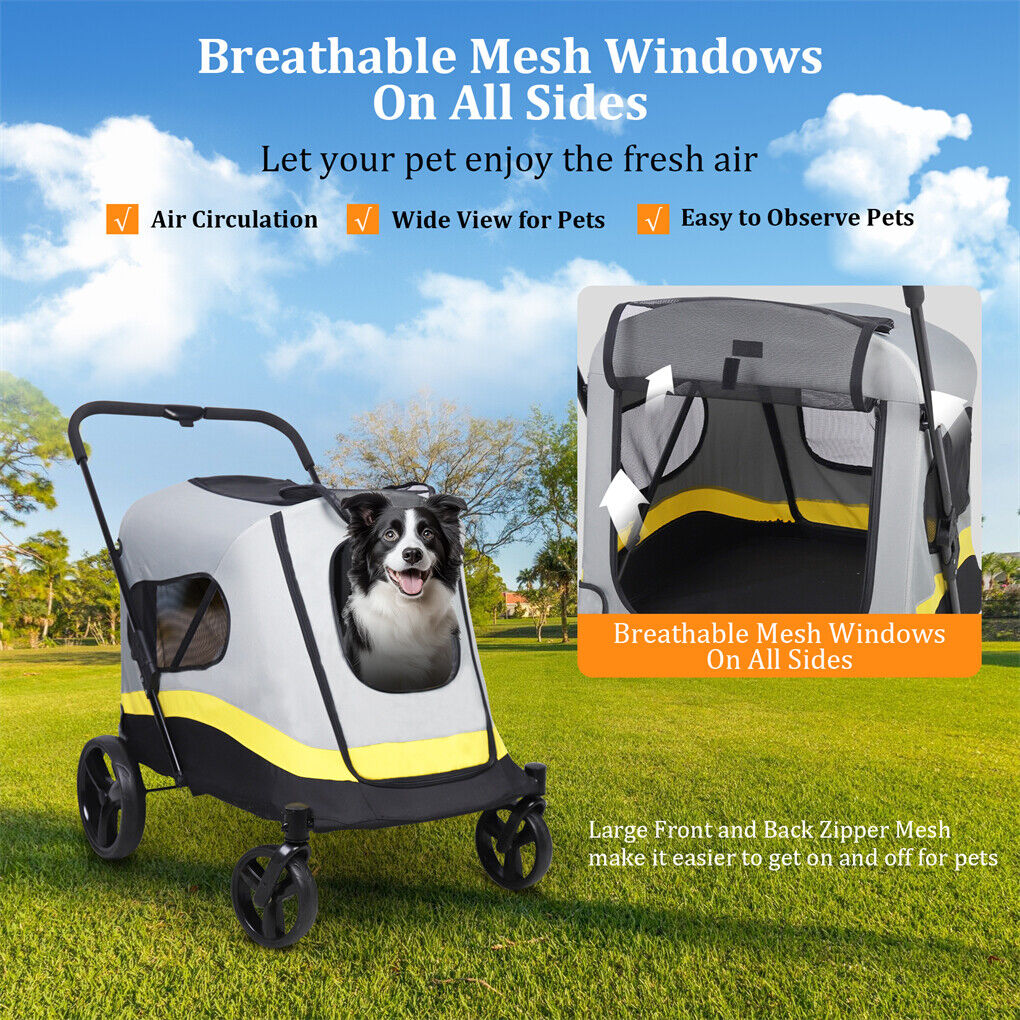 Dog Stroller w/ Rain Cover Foldable Pet Cart
